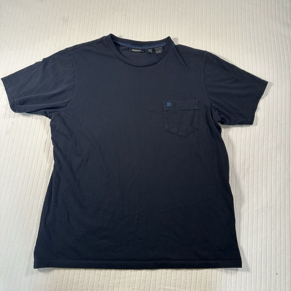 DKNY Men’s Large T-Shirt Black Pocket Tee Short Sleeve Crew Neck